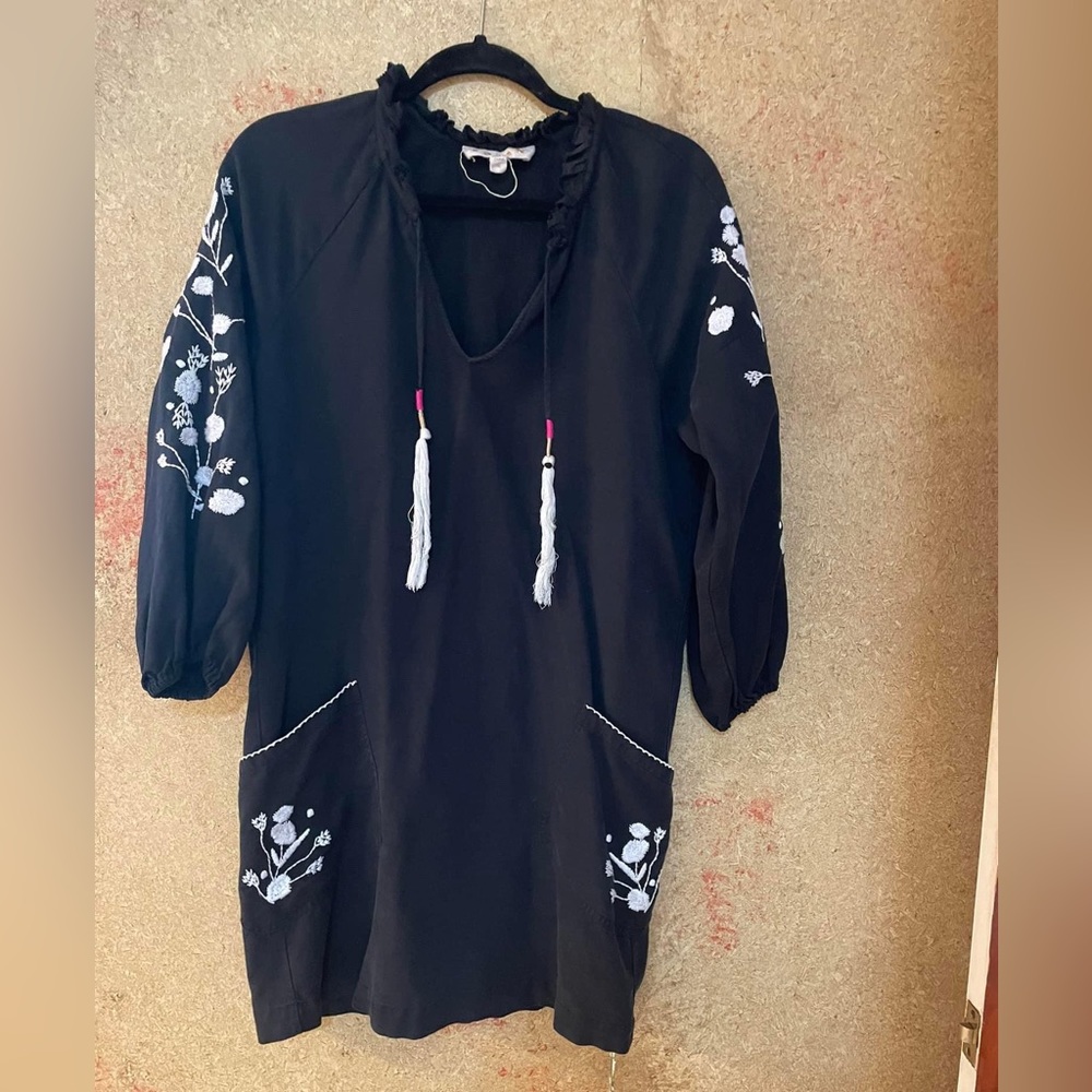 Anthropologie Dolan black and white embroidered dress XS